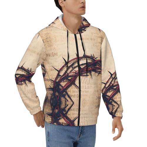 Sweat à capuche thermique Crown Of Thorns zippé coupe ample homme