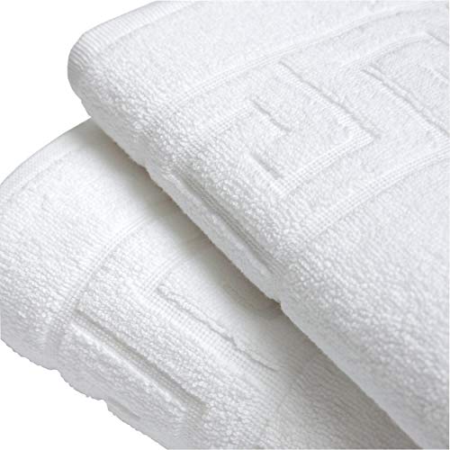 A & B TRADERS Lot de 2 tapis de bain blancs de qualité hôtelière | Coton égyptien 750 g/m² en tissu éponge | Pour baignoire, douche, salle de bain, luxueux et doux