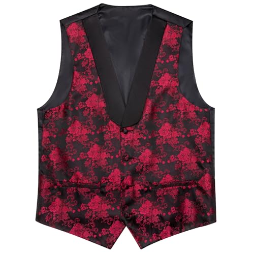 Image of Barry.Wang Mens Silk Lapel /Shawl Collar Vest Tie Sleeve Holder Set Formal /Casual Paisley Vests Wedding Tuxedo Waistcoat