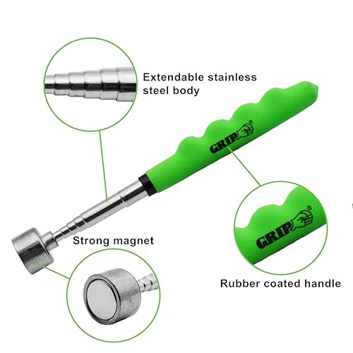 GRIP 25 lb Super Telescopic Magnetic Pickup Tool - Extends to 30\" - Retrieve Ferrous Objects Around Garage, Workshop, Jobsite - Easy Cleanup
