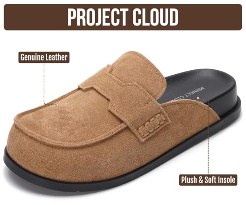 Image of Project Cloud 100% Genuine Leather Womens Clogs - Plush & Soft Insole with Arch Support Non Slip Mules & Clogs for Women Footwear - Water Resistant Women Shoes (Foamy)