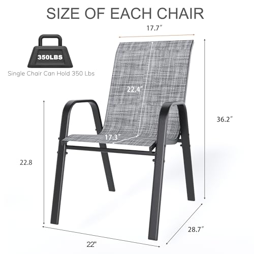 Image of Outdoor Patio Chairs Set of 8 Stackable Dining Chairs All-Weather Textilene Furniture Set for Pool Deck, Backyard, Garden