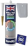 BONDIFY Waterproof Wall Tile Grout Grey Cartridge Ready Mixed 450g FAST DRYING Anti Mould Wall Grout Repair Kit Grey, Grout Reviver for Shower Bathroom Kitchen Quick Drying Tile Gap Filler Ready Mixed