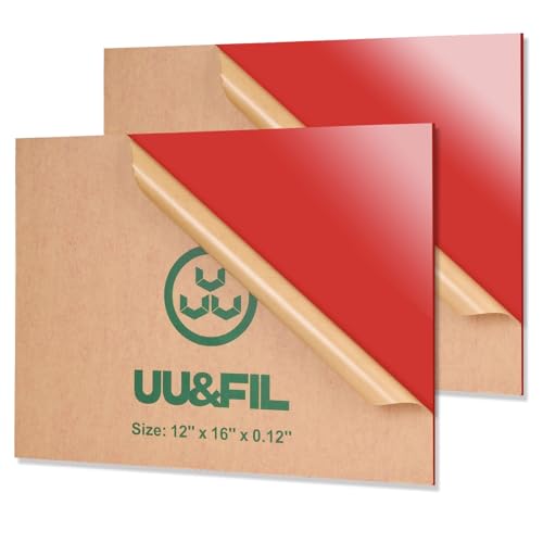 Image of Red Acrylic Sheet 12 inch x 16 inch x 1 /8 inch, 2 Pack UU&FIL Red Opaque Glossy Cast Plexiglass Sheets for Laser Cutting, DIY Display Projects, Wall Decor, Signage, Crafts, Easy to Cut.