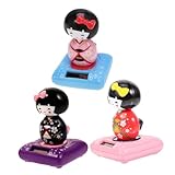 ledmomo 首振り3pcs着物ドールボブルヘッド 車用飾り物 プラスチック製コンパクト置物 おもちゃコレクション用