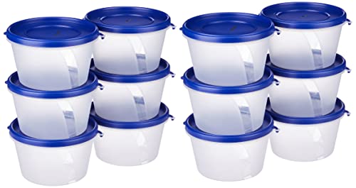 Amazon Brand – Solimo Nestable & Stackable Polypropylene Container Set, Round, 750 Ml, Set Of 12, Blue For Rs. 187 @ 83 %