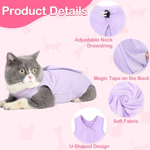 Cat Recovery Suit for Abdominal Wounds or Skin Diseases, Cat Onesie for Cats After Surgery Female Kitten Recovery Suit, Breathable E-Collar Alternative for Cats After Spay Anti Licking Wounds - Thumbnail 3