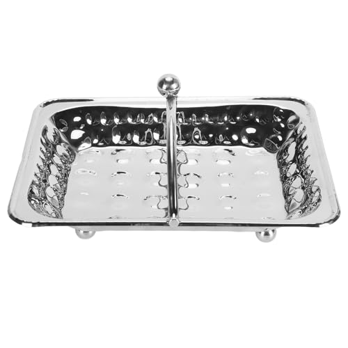 Stainless Steel Towel Basket, Exquisite Elegant Serving Tray with Handles Large Capacity Fruit Basket for Hotel Restaurant (325x245x190mm / 12.80x9.65x7.48in)