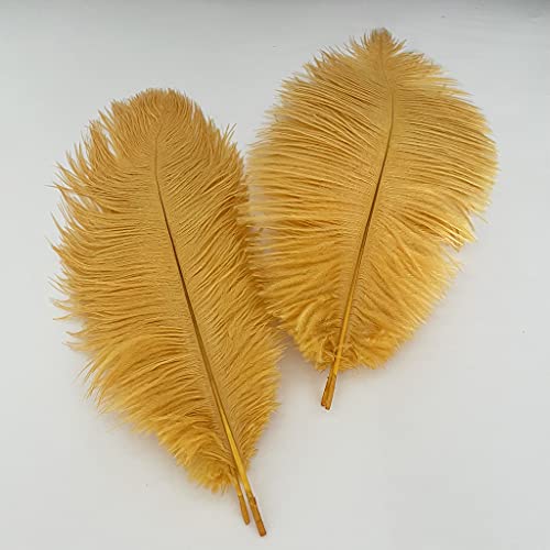 Londgen 10Pcs Ostrich Feather 12-14 Inch(30-35Cm) Plumes For Party Wedding Centerpiece Festival Vases Decoration(Gold) #TOP2