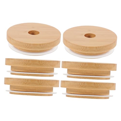 Cabilock 6 Piezas Tapa De Frasco De Vidrio Tarro De Cafe Matraz Tapa De Tarro De Bolas Botella De Agua Tapas De De Tarro De Albañil Criba Vibradora Accesorios De Taza Envase Madera