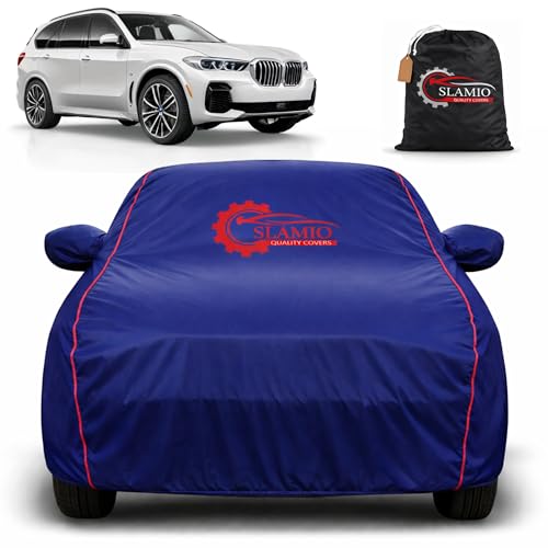 Image of Premium 100% Waterproof Car Cover for BMW X5 | All-Weather, UV & Dust Protection | Heavy-Duty 3-Layer Fabric | Custom Fit with Mirror & Antenna Pockets | Navy Blue