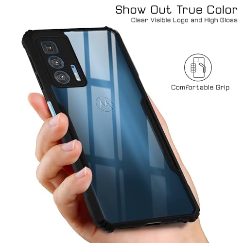 Image of Jkobi Back Cover Case for Motorola Edge 20 Pro (Shockproof with Polycarbonate Clear Panel | Professional Black)