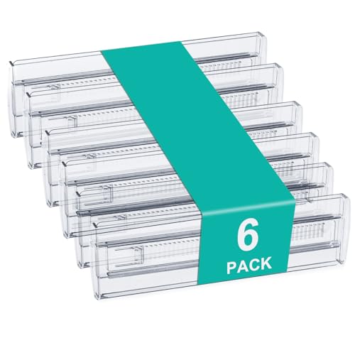Euablfo 6 Stück Schubladentrenner Verstellbar Set, Transparente Schubladenteiler Verstellbar, Länge 28,7 bis 50,5 cm, Schubladen Trennsystem, für Küche, Schlafzimmer, Büro, Schreibtisch, Kommode