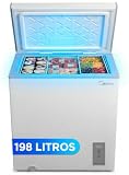 MIDEA Arcon Congelador Pequeño de 198L | Congelador Horizontal Convertible a Frigorífico con Motor Inverter, Control Electrónico de Temperatura, Cestas con Asa | Arcón Silencioso 37 dB Bajo Consumo