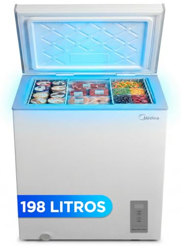 MIDEA Arcon Congelador Pequeño de 198L | Congelador Horizontal Convertible a Frigorífico con Motor Inverter, Control Electrónico de Temperatura, Cestas con Asa | Arcón Silencioso 37 dB Bajo Consumo