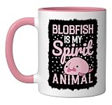 Ugly Blob Fish Quote Blobfish Is My Spirit Animal Ceramic Mug, Pink/White