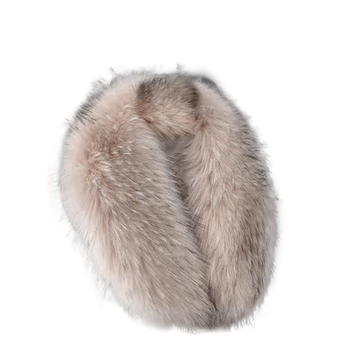 URFEDA - Cuello de piel desmontable para capucha, cuello de piel sintética de zorro 55 cm, para mujer, bufanda larga, chal, cuello de piel de invierno, para chaquetas y abrigos (camel), gris, 55 cm