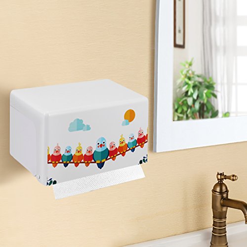 Aexit 220mmx135mmx130mm Modny plastikowy uchwyt na papier toaletowy naścienny biały z pokrywą(220mm x 135mm x 130mm Fashion Porte papier mural en plastique blanc avec couverture