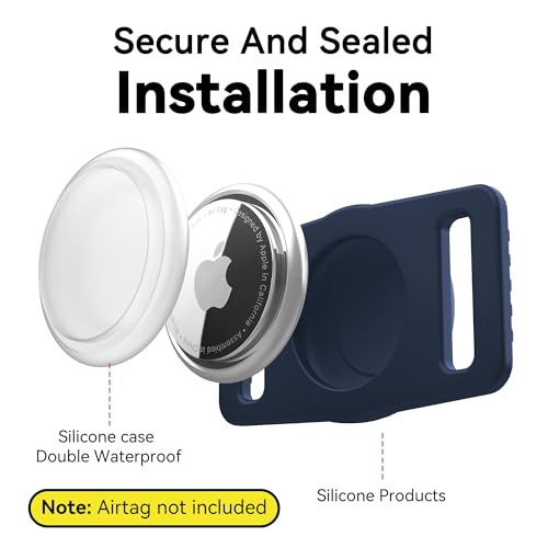 Image of GOCII for Airtag Dog Collar Holder 2 Pack,Waterproof Dog Collar Holder for Apple AirTag(Gen 1 & 2),Silicone Air Tags Case for Dog Collars(Navy&Black)