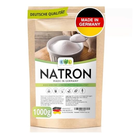 EWL Naturprodukte Natron Pulver 1 kg, Backing Soda, Natronpulver in hochreiner Lebensmittelqualität, Herstellung und Abfüllung in Deutschland