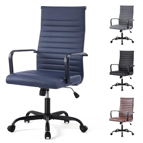 Ergonomic Leather Office Desk Chair with Arms