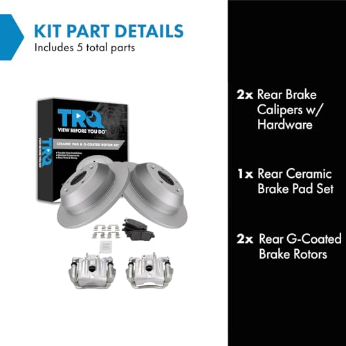 Image of TRQ Rear Brake Pad and Rotor Set Ceramic G Coated Rotors Calipers