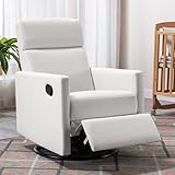 Miscoos Cozy Modern Upholstered Rocker Nursery Chair - Plush Seating Glider Swivel Recliner, Comfortable for Nursing and Relaxation, Ideal for New Parents - White