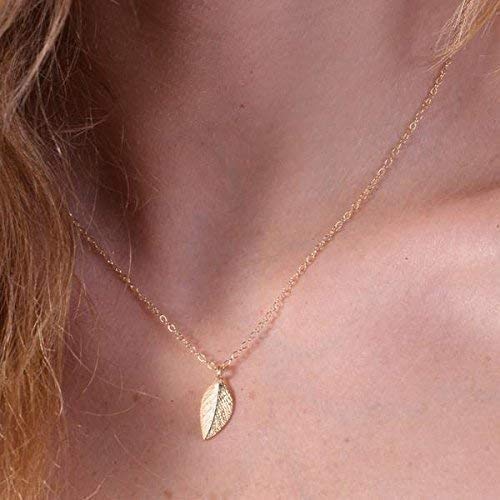 Leaf Necklace Delicate Leaf Pendant Necklace For Women Gold Filled Chain 16 Inches + Extension #TOP3