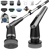 Mashoi Scrubber Brush Electric, Cordless Spin Scrubber Waterproof IPX7 Shower Scrubber with Adjustable Long Handle, 7 Replaceable Brush Heads Shower Scrubber for Bathroom/Kitchen/Window