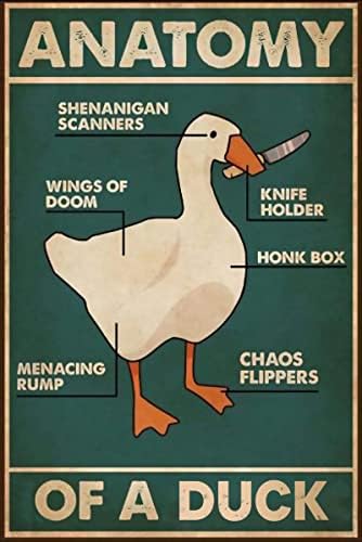XZHDXTIN Knowledge Metal Tin Sign Anatomy Of A Duck Retro Poster Restaurant Cafe Living Room Kitchen Bathroom Home Art Wall Decoration Plaque Gift 8inch X 12inch