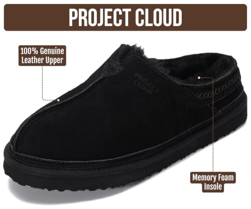 Image of Project Cloud Mens Slippers Genuine Leather Australian Shearling Slippers