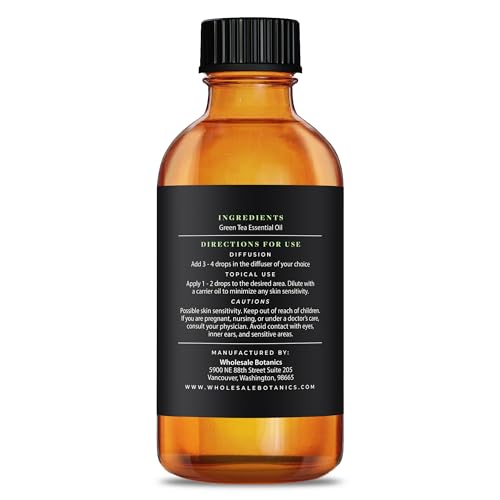 Green Tea Essential Oil by Wholesale Botanics | Premium Grade 100% Undiluted Essential Oil | for Aromatherapy, Soaps, Lotions, & Candles | Vegan & Cruelty Free (1 Fl Oz)