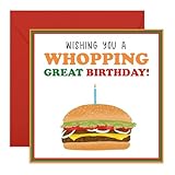 CENTRAL 23 Tarjeta de cumpleaños hamburguesa – Whopping Bday – Saludo para él, ella, amantes de las hamburguesas, papá, tío, marido, hermano, prometido, niños, hombres, mujeres, colegas, amigos, mejor