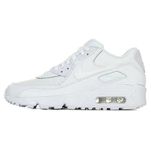 Nike 833412-100 Kid's Air Max 90 Leather Running Shoes, White/White, 6.5 M US Big Kid2