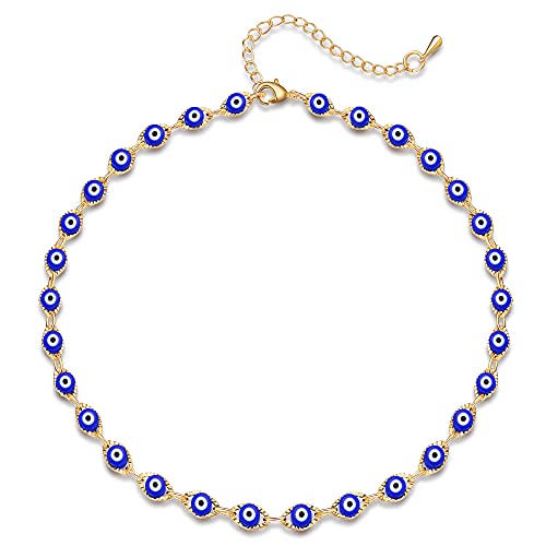 Lok Beading Evil Eye Necklace for Women 14K Copper Plated Turkish Protect Lucky Chocker Necklace Y2K Jewelry Silver Necklace