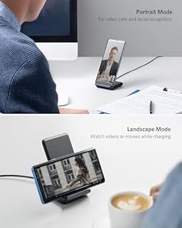 Anker Wireless Charger, PowerWave Stand, Qi-Certified for iPhone 15/14/13/12 Series, SE, 11, 11 Pro, 11 Pro Max, XR, Xs Max, 10W Fast-Charging Galaxy S20 S10 S9 S8, Note 10 (No AC Adapter)