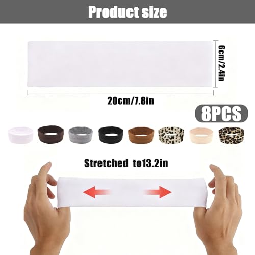 8 diademas para mujer, juego de deportes, bandas para el pelo, unisex, para deporte, yoga, entrenamiento, correr, fitness, antideslizantes, con estampado de leopardo - imagen 2