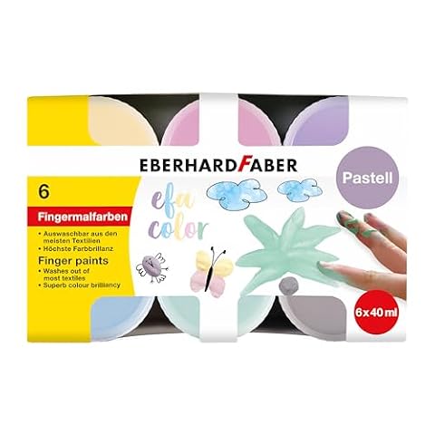 Eberhard Faber 578604 - Farby do malowania palcami EFA Color, 6 pastelowych kolorów po 40 ml każdy, nietoksyczne farby do malowania palcami dla dzieci