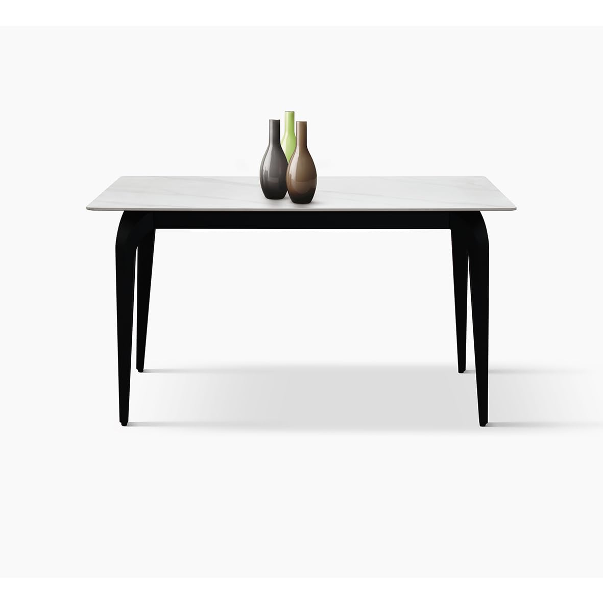 PAZZO DESIGN Tavolo Fisso Evelin, Piano Ceramica Bianco, Gambe in Metallo Nere, Cucina, Salotto, Ceramica, 140 x 80 x h76 cm - id_2299