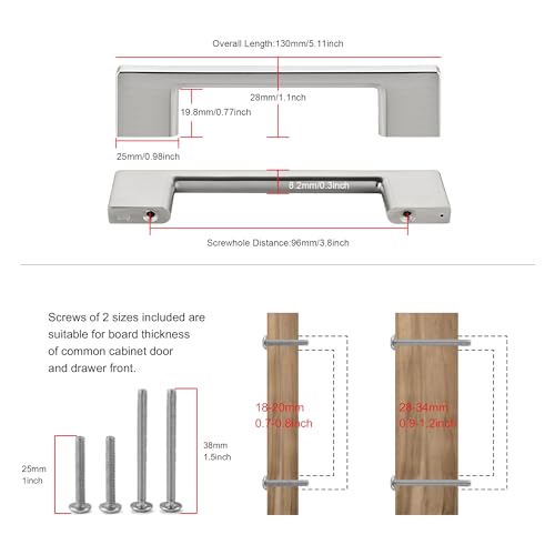 TUNNY 10 Pack Classic Cabinet Handles-3.8"/96mm Screw Spacing Matte Nickel Brushed Furniture Hardware Handles for Kitchen Cabinets Bedroom Cabinet Pull by TUNNY - Used condition - Image 2