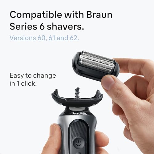Image of Braun Series 6 Electric Shaver Replacement Head with Sensitive Skinguard, Easily Attach Your Shaver Head, Compatible with New Generation Series 6 Shavers, 64B, Black