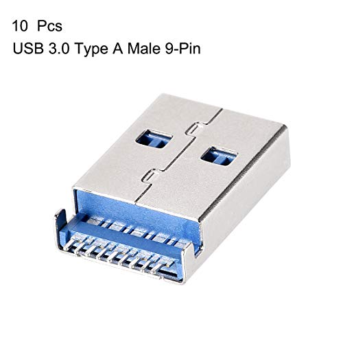 uxcell 10PCS USB 3.0 Tipo A Conector Macho 9 Pin miniatura 2