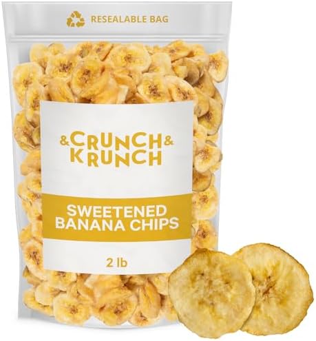 Crunch & Krunch Sweetened Banana Chips, 2 Lbs Organic Banana Chips Healthy Snack Option, Perfect Banana Chips Sweetened For Eating, Elevate Your Healthy Lifestyle With These Delicious Banana Snacks