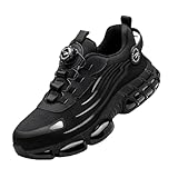 Zapatos de Seguridad para Hombre Mujer Zapatillas Ligeros Calzado Trabajo Comodo Antideslizante con Puntera de Acero Black 42 EU