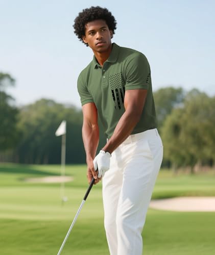 JACKETOWN Men's Polo Shirt Patriotic Graphic Short Sleeve American Flag Golf Shirt Independence Day3