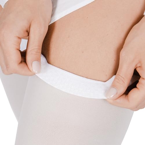 Image of 2 Pairs Compression Stockings Medical Thigh High Anti Embolism - Unisex Ted Graduated Moderate Compression [8-20 mmHg] Hose Socks with Inspection Hole and Non Slip Top Band - for Support, Circulation & Pressure