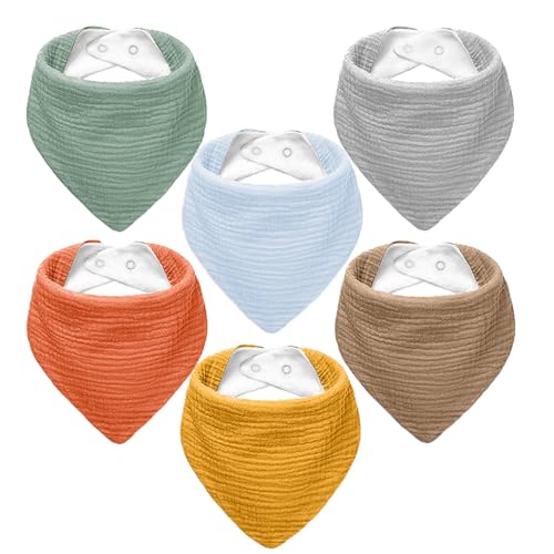 Muslin Baby Bibs,Soft Triangular Baby Bandana Drool Bibs for Baby Boy Girl,Solid Colors Bib for Drooling Teething