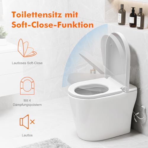 Ibergrif WC Sitz mit Absenkautomatik, D Toilettendeckel Einfache Montage und Sauber, Klodeckel Quick-Release-Funktion, Antibakterielle, für die Meiste Toilette, Belastbarkeit von 150kg, M41001, Weiß