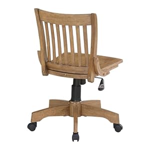 Osp home furnishings deluxe armless wood bankers desk chair with adjustable height locking tilt and heavy duty base fruitwood  urban country home decor
