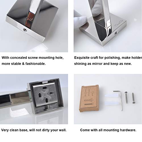 Thinktop Luxury Sqaure Chrome Toilet Roll Holder Wall Mounted Silver Sus304 Stainless Steel Toilet Paper Holder For Bathroom #TOP6